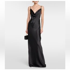 Norma Kamali Black Satin Maxi Dress